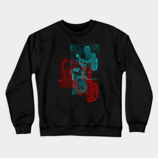 Digital Glitch Art Cursed Internet Image Design #4 Crewneck Sweatshirt by MrBenny